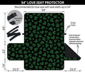 Black And Green Shamrock Pattern Print Loveseat Protector