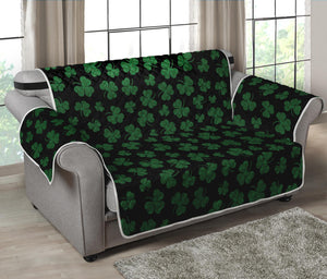 Black And Green Shamrock Pattern Print Loveseat Protector