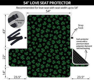 Black And Green Shamrock Pattern Print Loveseat Protector