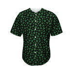 Black And Green Shamrock Pattern Print Men's Baseball Jersey