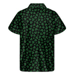 Black And Green Shamrock Pattern Print Men's Short Sleeve Shirt