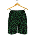 Black And Green Shamrock Pattern Print Men's Shorts
