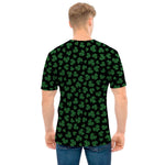 Black And Green Shamrock Pattern Print Men's T-Shirt