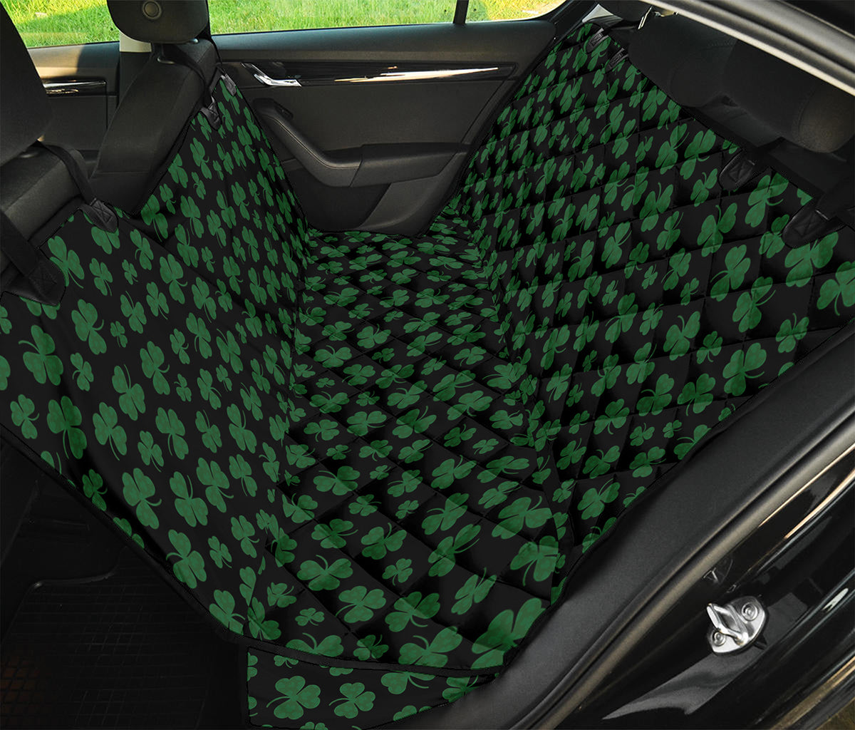 Black And Green Shamrock Pattern Print Pet Car Back Seat Cover