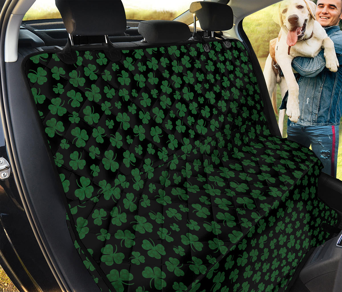 Black And Green Shamrock Pattern Print Pet Car Back Seat Cover