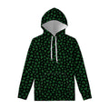Black And Green Shamrock Pattern Print Pullover Hoodie