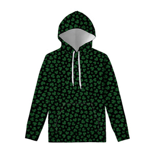 Black And Green Shamrock Pattern Print Pullover Hoodie