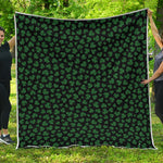 Black And Green Shamrock Pattern Print Quilt