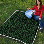 Black And Green Shamrock Pattern Print Quilt