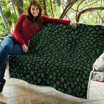 Black And Green Shamrock Pattern Print Quilt