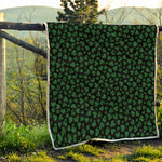 Black And Green Shamrock Pattern Print Quilt