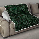 Black And Green Shamrock Pattern Print Quilt