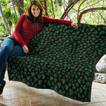 Black And Green Shamrock Pattern Print Quilt