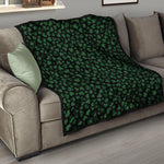 Black And Green Shamrock Pattern Print Quilt