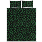 Black And Green Shamrock Pattern Print Quilt Bed Set