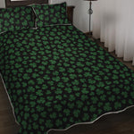 Black And Green Shamrock Pattern Print Quilt Bed Set