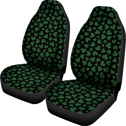 Black And Green Shamrock Pattern Print Universal Fit Car Seat Covers