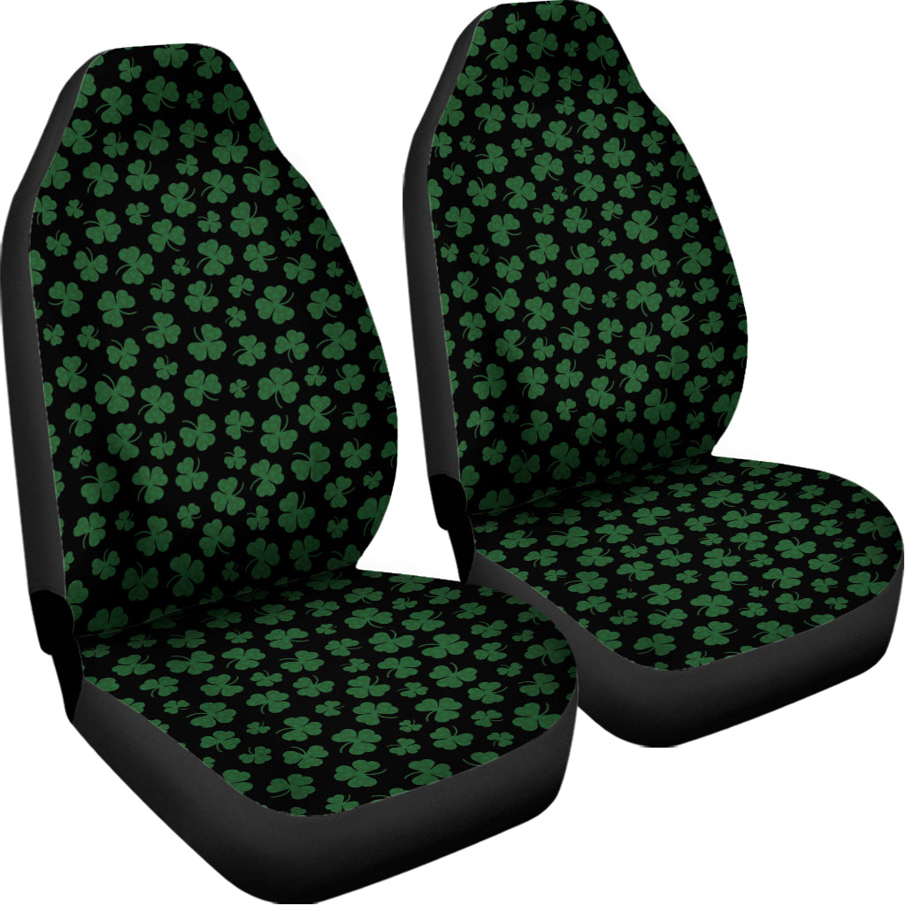 Black And Green Shamrock Pattern Print Universal Fit Car Seat Covers