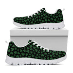 Black And Green Shamrock Pattern Print White Sneakers
