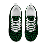 Black And Green Shamrock Pattern Print White Sneakers