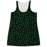 Black And Green Shamrock Pattern Print Women's Racerback Tank Top