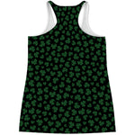 Black And Green Shamrock Pattern Print Women's Racerback Tank Top