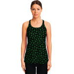 Black And Green Shamrock Pattern Print Women's Racerback Tank Top