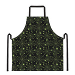 Black And Green Spider Web Pattern Print Apron