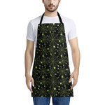 Black And Green Spider Web Pattern Print Apron