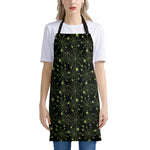 Black And Green Spider Web Pattern Print Apron