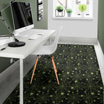 Black And Green Spider Web Pattern Print Area Rug