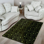 Black And Green Spider Web Pattern Print Area Rug