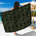Black And Green Spider Web Pattern Print Beach Sarong Wrap