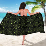 Black And Green Spider Web Pattern Print Beach Sarong Wrap