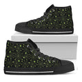 Black And Green Spider Web Pattern Print Black High Top Sneakers