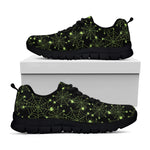 Black And Green Spider Web Pattern Print Black Sneakers