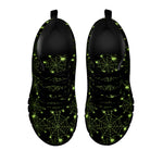Black And Green Spider Web Pattern Print Black Sneakers