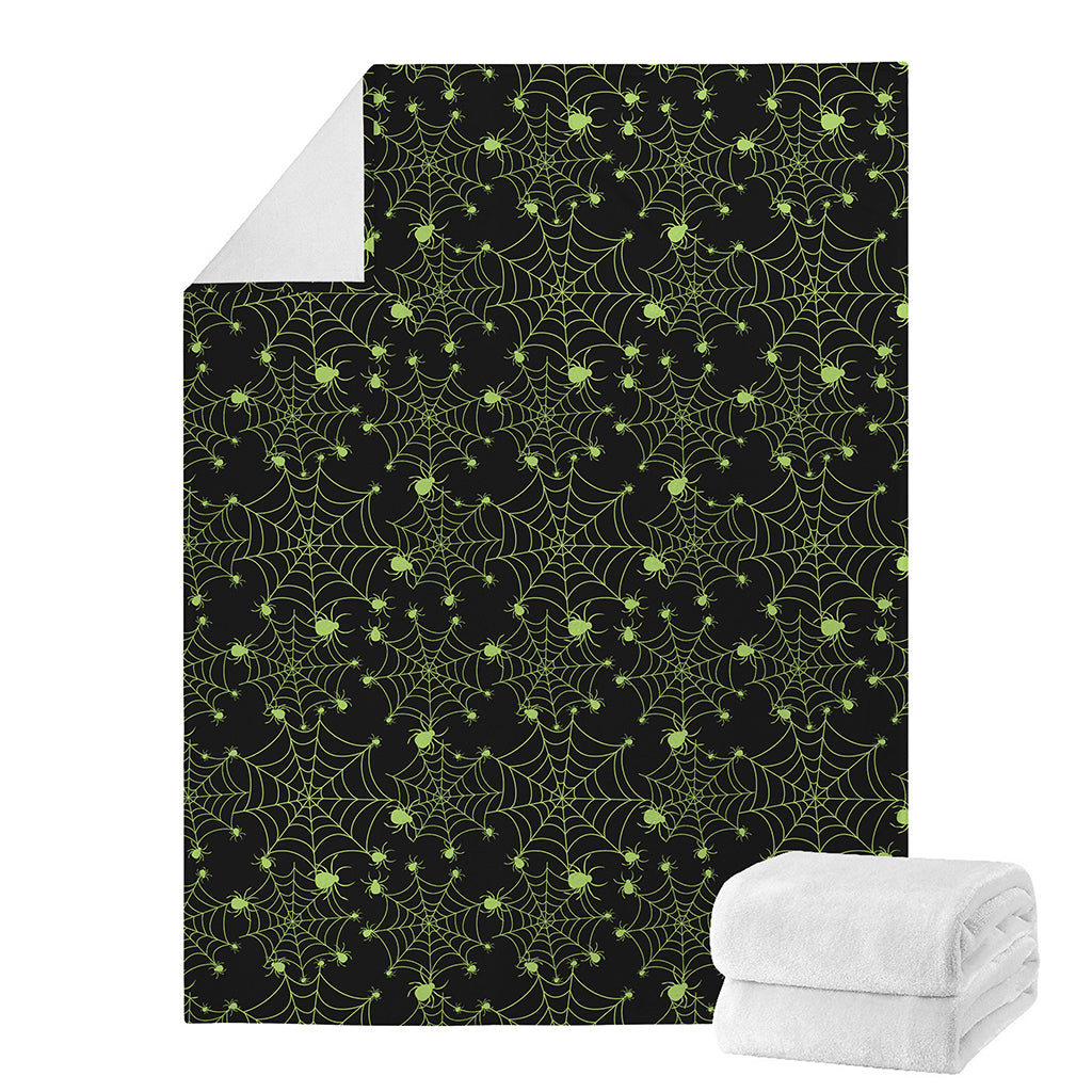 Black And Green Spider Web Pattern Print Blanket