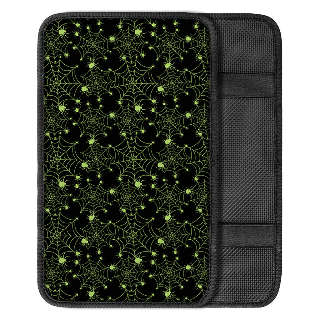 Black And Green Spider Web Pattern Print Car Center Console Cover