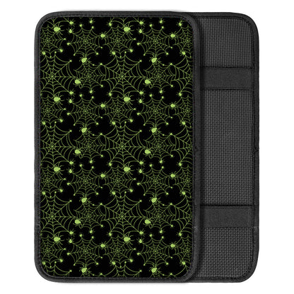 Black And Green Spider Web Pattern Print Car Center Console Cover