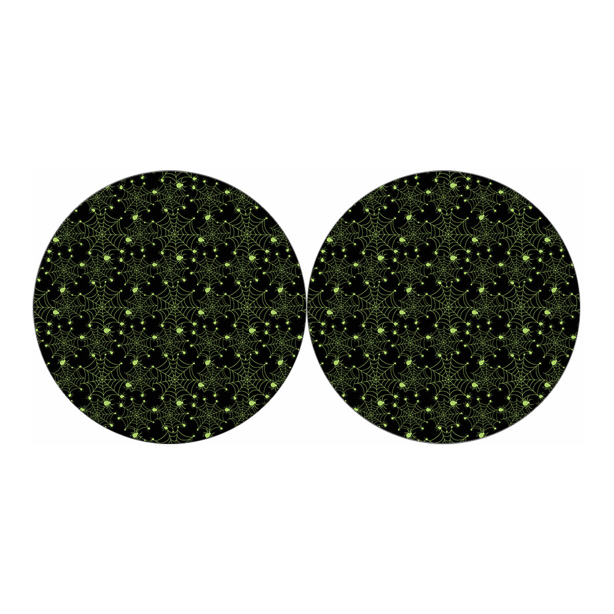 Black And Green Spider Web Pattern Print Car Coasters