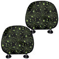 Black And Green Spider Web Pattern Print Car Headrest Covers