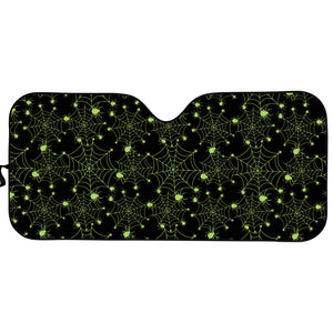 Black And Green Spider Web Pattern Print Car Sun Shade