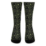 Black And Green Spider Web Pattern Print Crew Socks