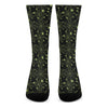 Black And Green Spider Web Pattern Print Crew Socks