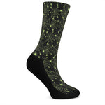 Black And Green Spider Web Pattern Print Crew Socks