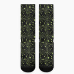 Black And Green Spider Web Pattern Print Crew Socks