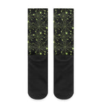 Black And Green Spider Web Pattern Print Crew Socks