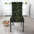 Black And Green Spider Web Pattern Print Dining Chair Slipcover