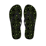 Black And Green Spider Web Pattern Print Flip Flops